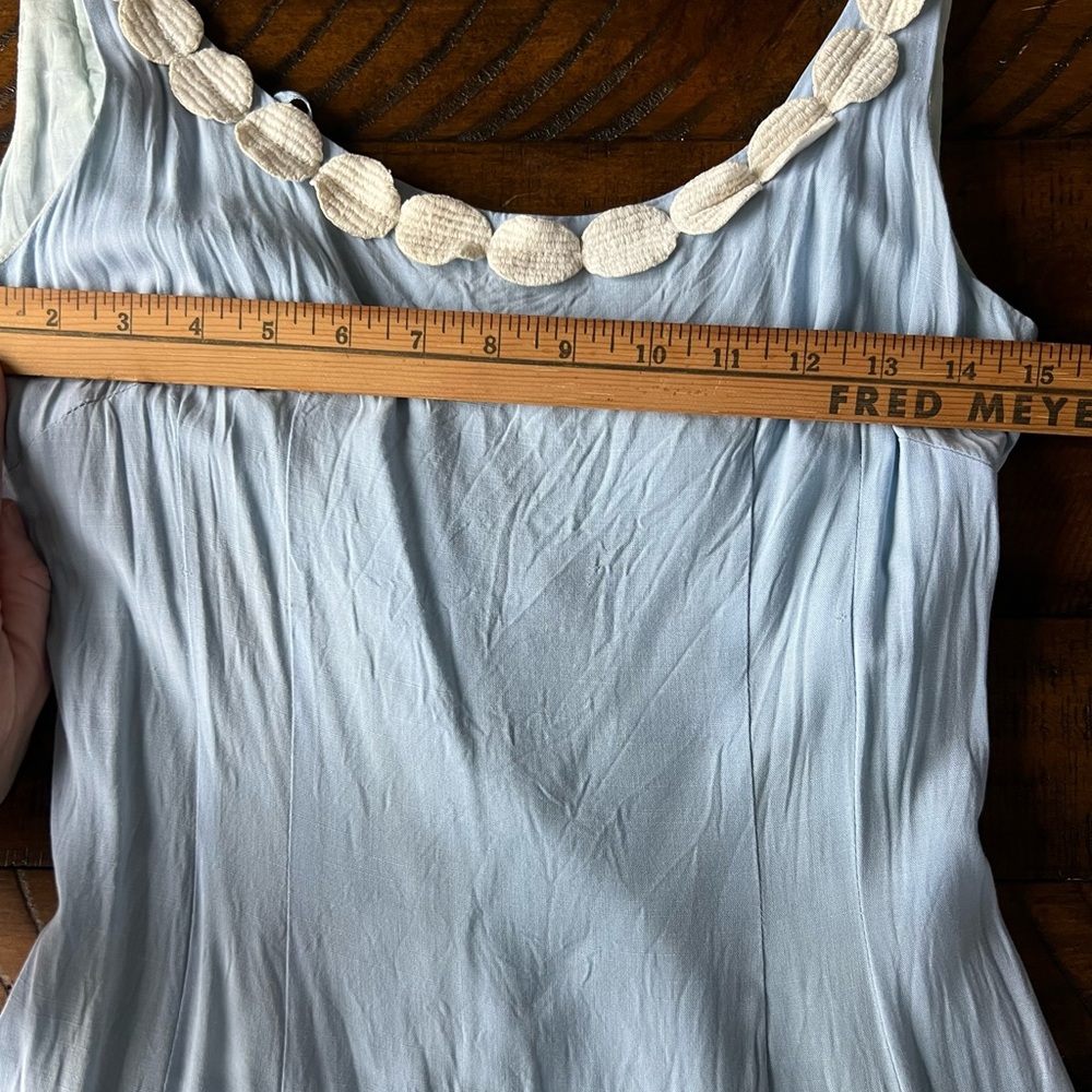 Miss Elliette 1960s Summer Dress Baby Blue Embroidered Flowers Lined XS - Picture 10 of 11
